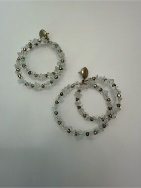 NWOT Free People Bohemian beaded hoop earrings gold & clear